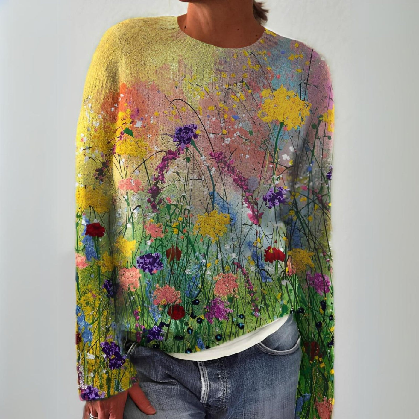 Angelica - Flowers Art Cozy Sweater