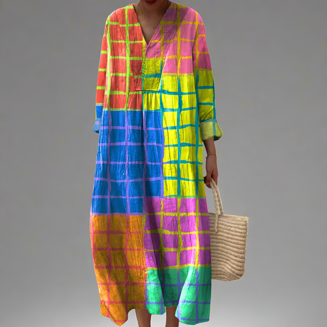 Aurora – Vibrant Patchwork Dress for Women
