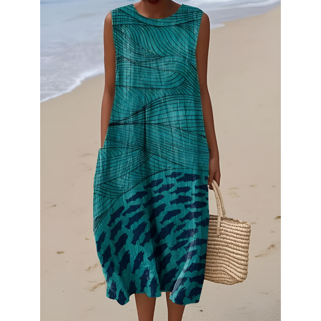 Ophelia – Ocean Current Sleeveless Dress