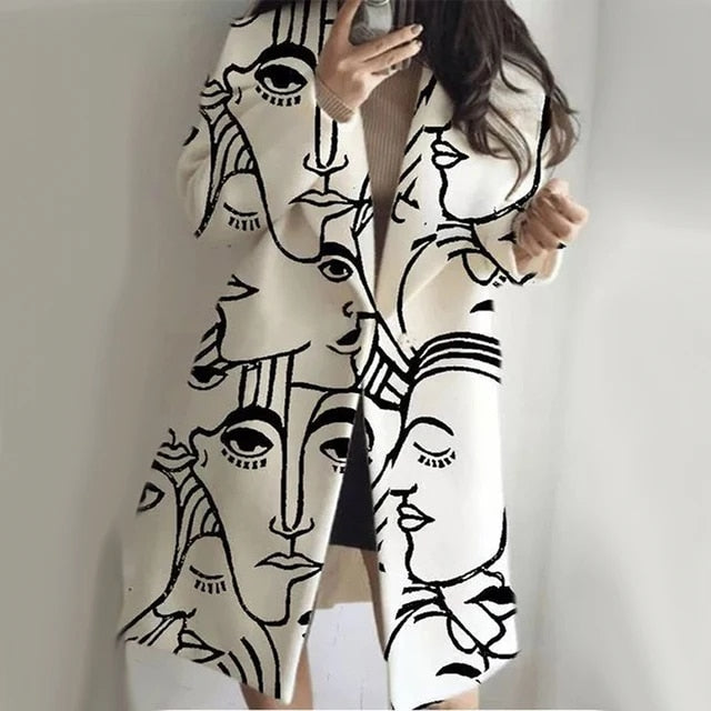 Avencea - Elegant Long Sleeve Reversible Wool Coat