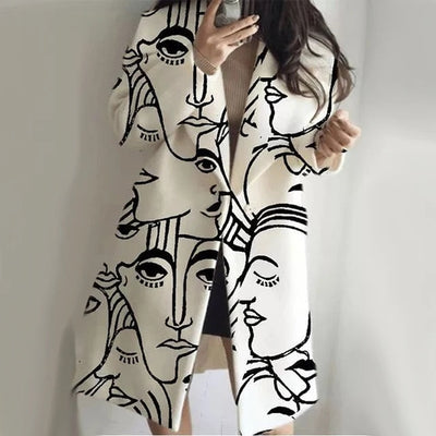 Avencea - Elegant Long Sleeve Reversible Wool Coat