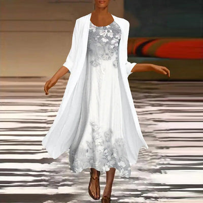 Avencea - Elegant long dress with matching blouse jacket for women