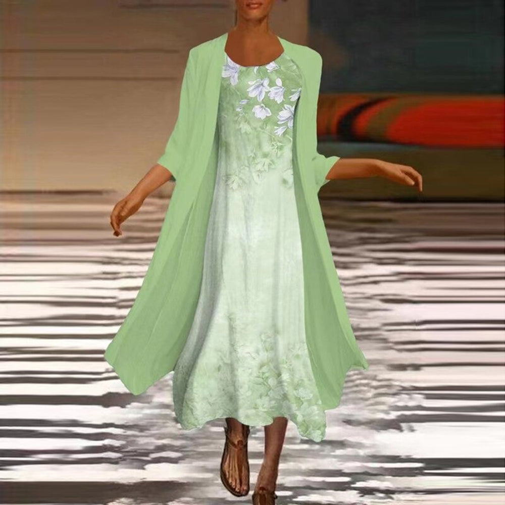 Avencea - Elegant long dress with matching blouse jacket for women