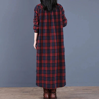 Avencea Long Sleeve Checkered Shirt Dress