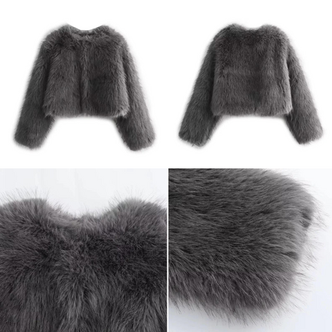 Avencea Winter Short Jackets made of Faux Fur with 100% Real Feathers