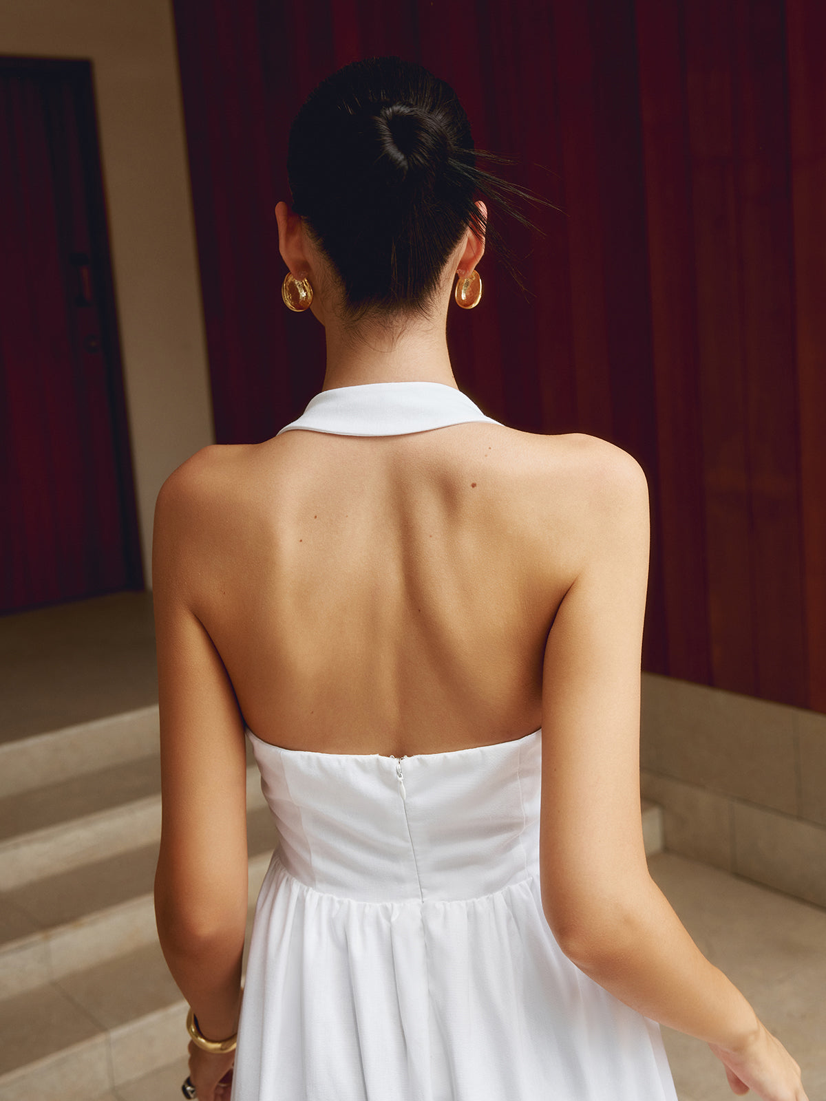 Women’s Maxi Dress – Halter Neck – A-Line Fit – Lightweight Breathable Fabric – Pockets