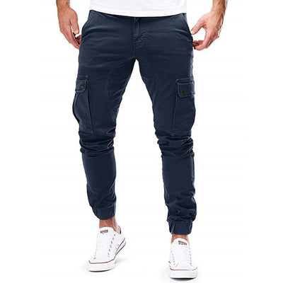 Men’s Cargo Pants – Slim Fit – Cotton Blend – Ribbed Cuffs – Drawstring Waist – Multi-Pocket