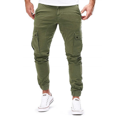 Men’s Cargo Pants – Slim Fit – Cotton Blend – Ribbed Cuffs – Drawstring Waist – Multi-Pocket
