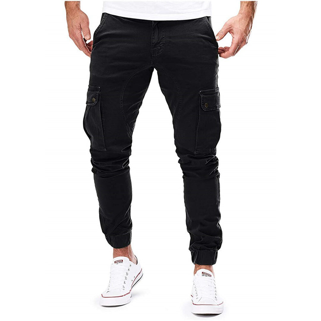 Men’s Cargo Pants – Slim Fit – Cotton Blend – Ribbed Cuffs – Drawstring Waist – Multi-Pocket