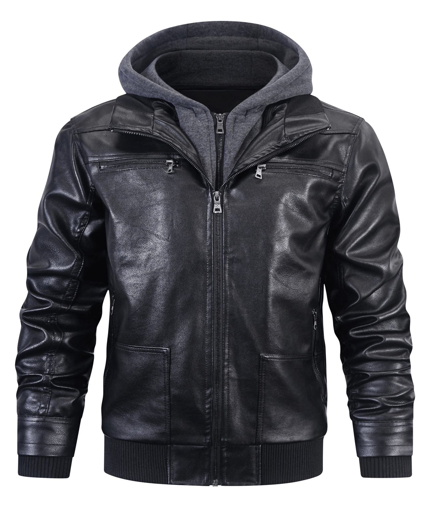 Rider Leather Hooded Jacket