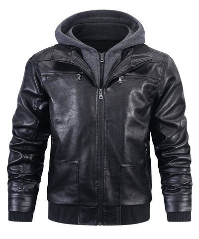 Rider Leather Hooded Jacket
