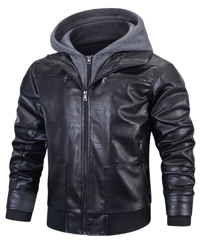 Rider Leather Hooded Jacket