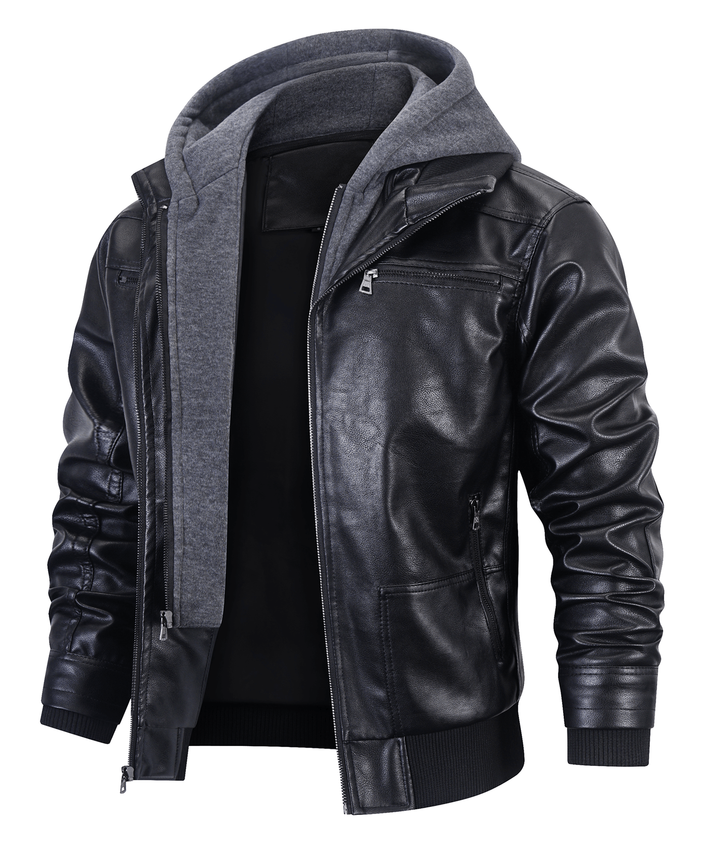 Rider Leather Hooded Jacket