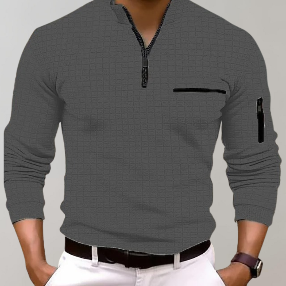 Avencea - Long Sleeve Polo Shirt for Men