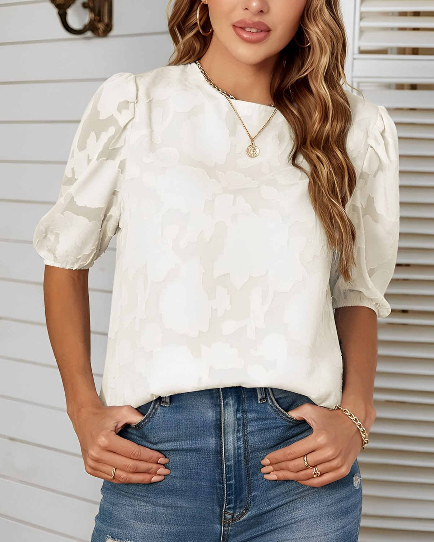 Lauren | Puff Sleeve Chiffon Shirt