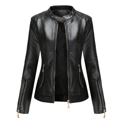 Avencea - Stylish PU Leather Jacket