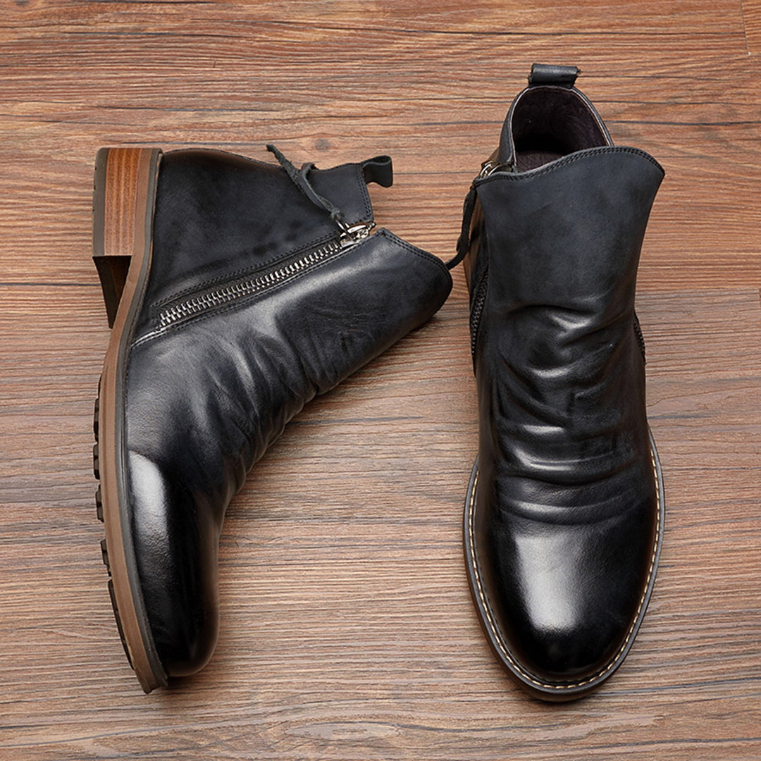 Avencea - Stylish Leather Zip Boots with Non-Slip Sole