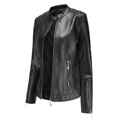 Avencea - Stylish PU Leather Jacket
