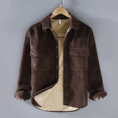 Men’s Corduroy Jacket – Relaxed Fit – Button-Up – Chest Pockets – Soft Texture