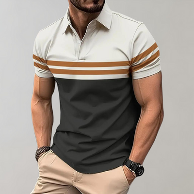 Avencea - Casual striped polo shirt for men in dark brown