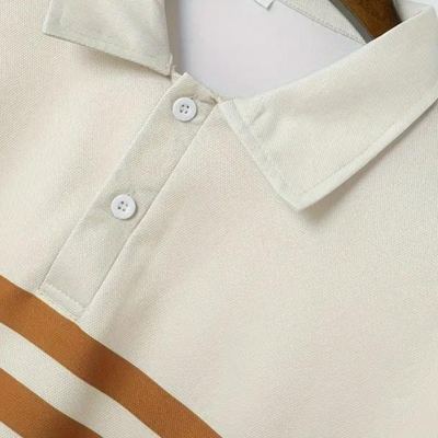 Avencea - Casual striped polo shirt for men in dark brown