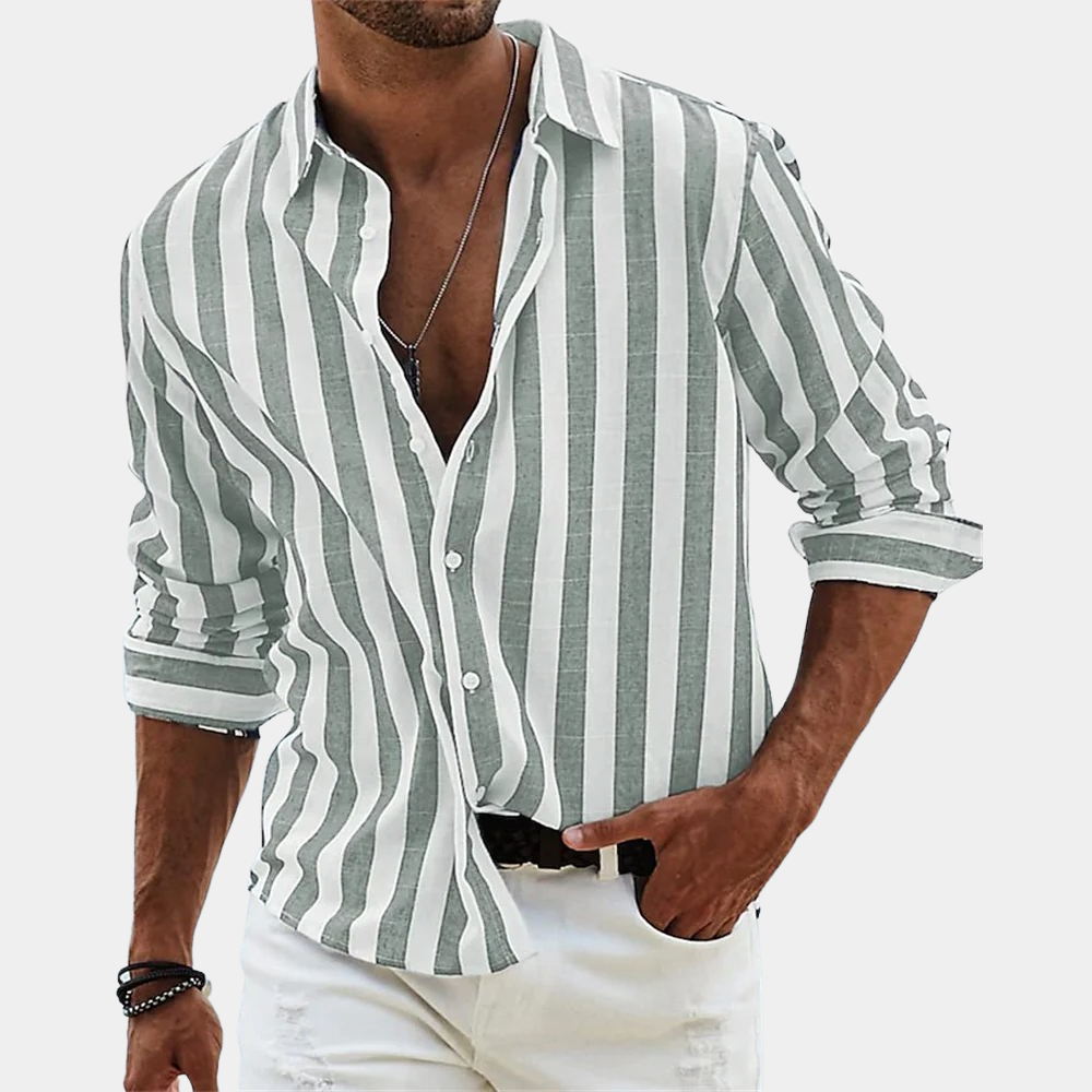 Avencea - Striped Men's Dress Shirt with Long Sleeves: Stylish and Comfortable with a Modern Twist