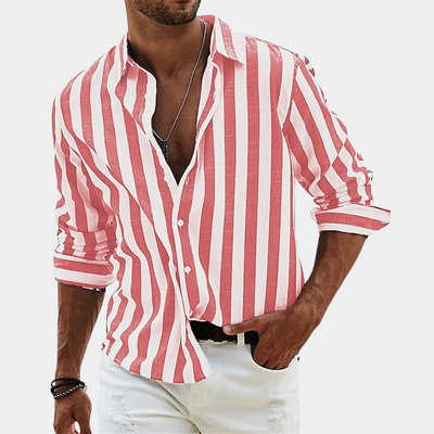 Avencea - Striped Men's Dress Shirt with Long Sleeves: Stylish and Comfortable with a Modern Twist