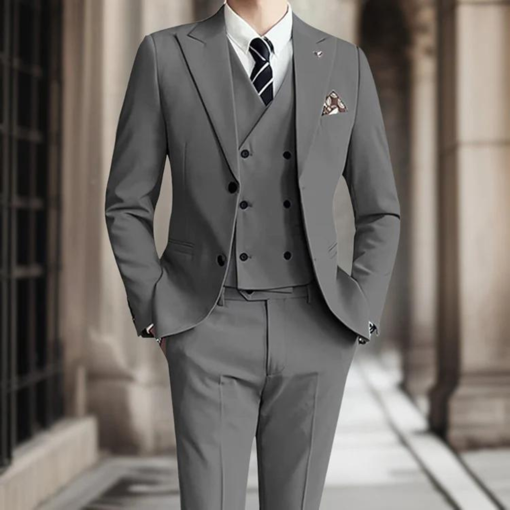 Men’s Suit Jacket – Slim Fit – Double-Breasted – Wool Blend – Notch Lapel – Formal Wear