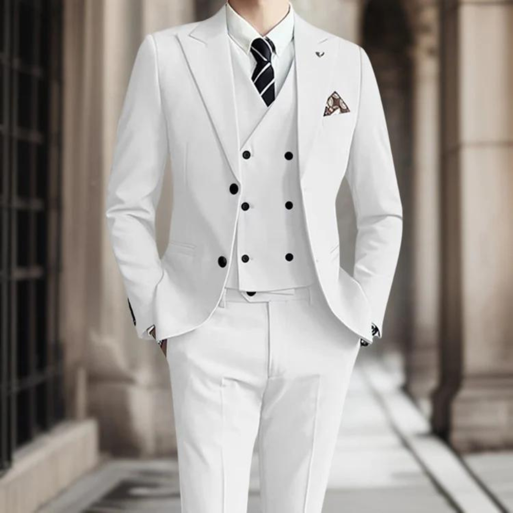 Men’s Suit Jacket – Slim Fit – Double-Breasted – Wool Blend – Notch Lapel – Formal Wear