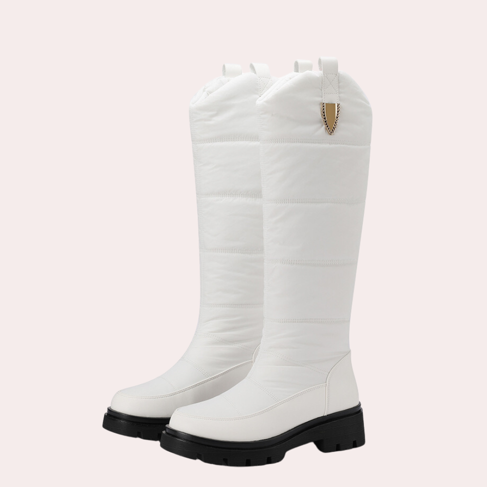 Women’s Knee-High Boots – Sleek Fit – Quilted Shaft – Polished Finish – Lug Sole
