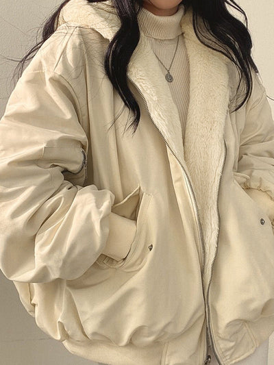 Reversible Oversized Fleece Jacket with Hood - Classic Chic and Design - Exclusive at Avencea