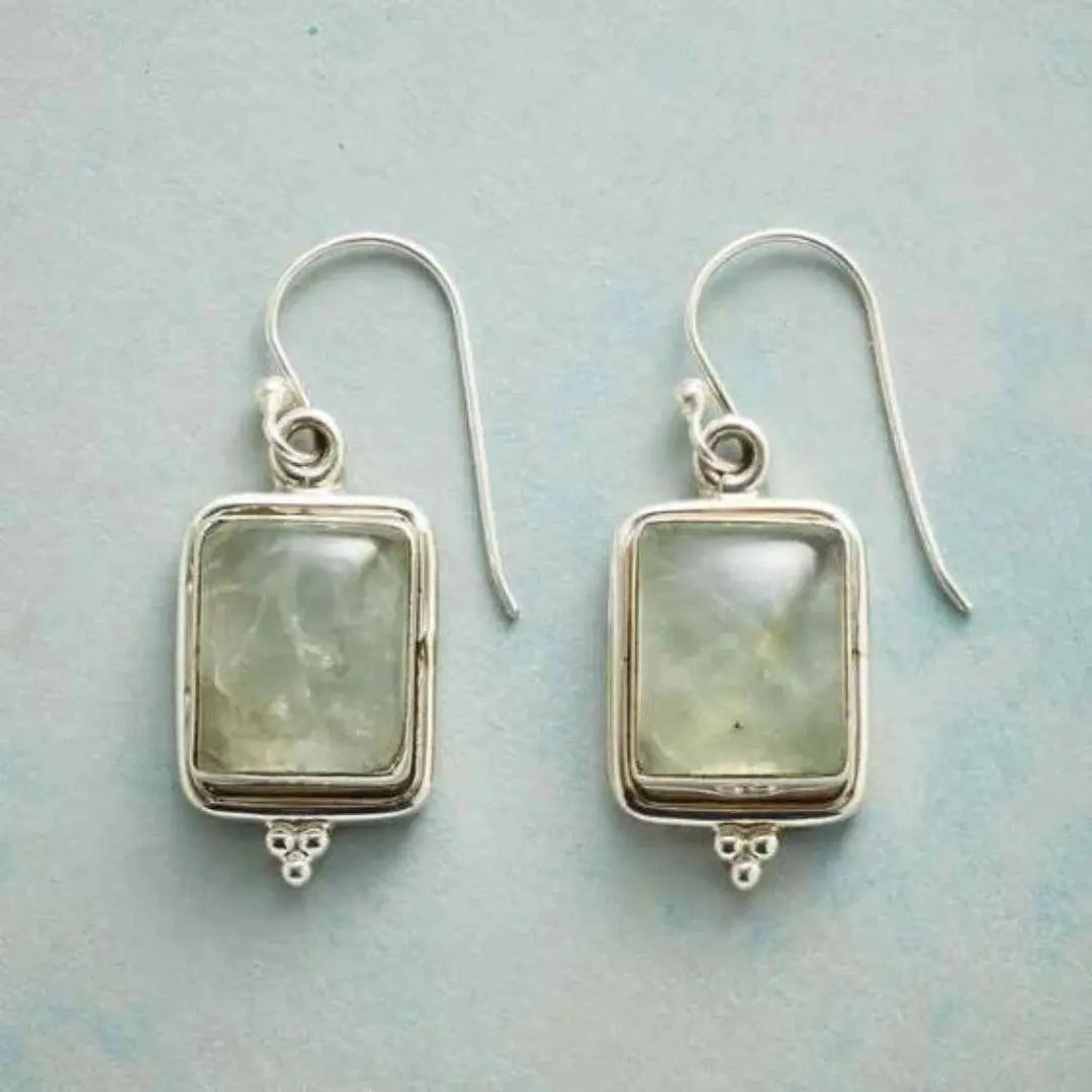 Green Square Vintage Earrings