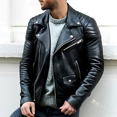 Avencea - Leather Biker Jacket for Men
