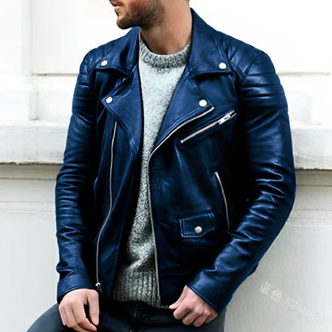 Avencea - Leather Biker Jacket for Men