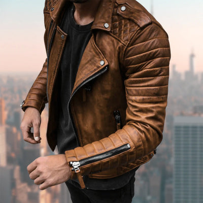 Avencea - Leather Biker Jacket for Men
