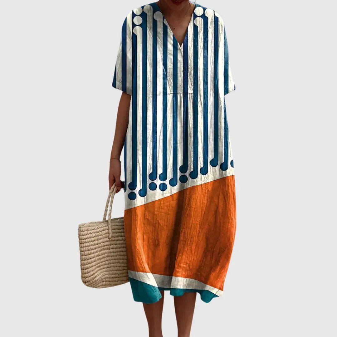 Ayla | Retro Rhythm Colorblock Midi Dress