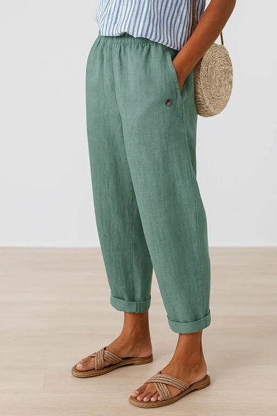 Amelia | Relaxed White Linen Trousers