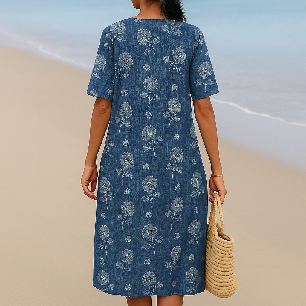 Edith | Blue Breeze Tree Print Midi Dress