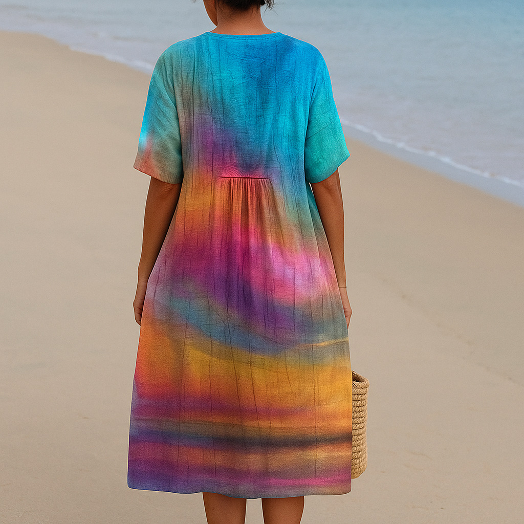 Nova | Sunset Ombre V-Neck Midi Dress