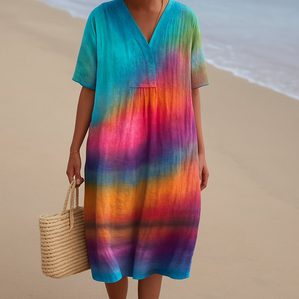 Nova | Sunset Ombre V-Neck Midi Dress