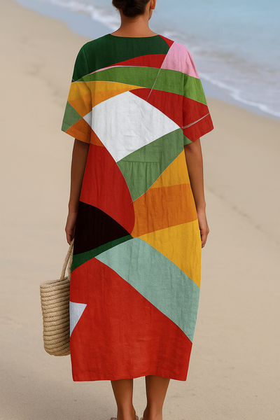 Lola | Color Block V-Neck Midi Dress