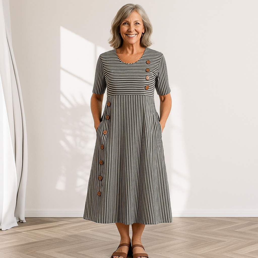 Ivy | Striped Button Summer Dress
