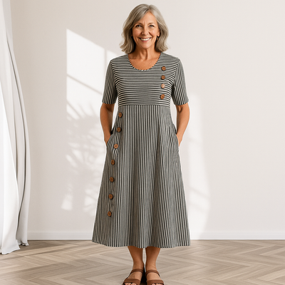 Ivy | Striped Button Summer Dress