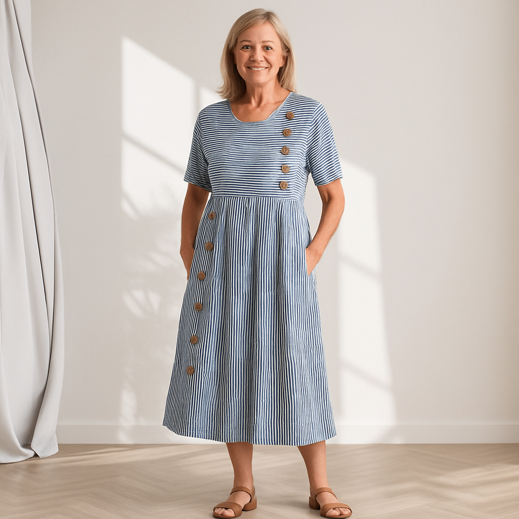 Ivy | Striped Button Summer Dress