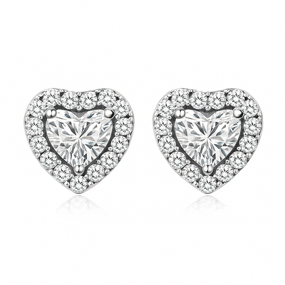 Luna Heart Earrings | White Gold 16k