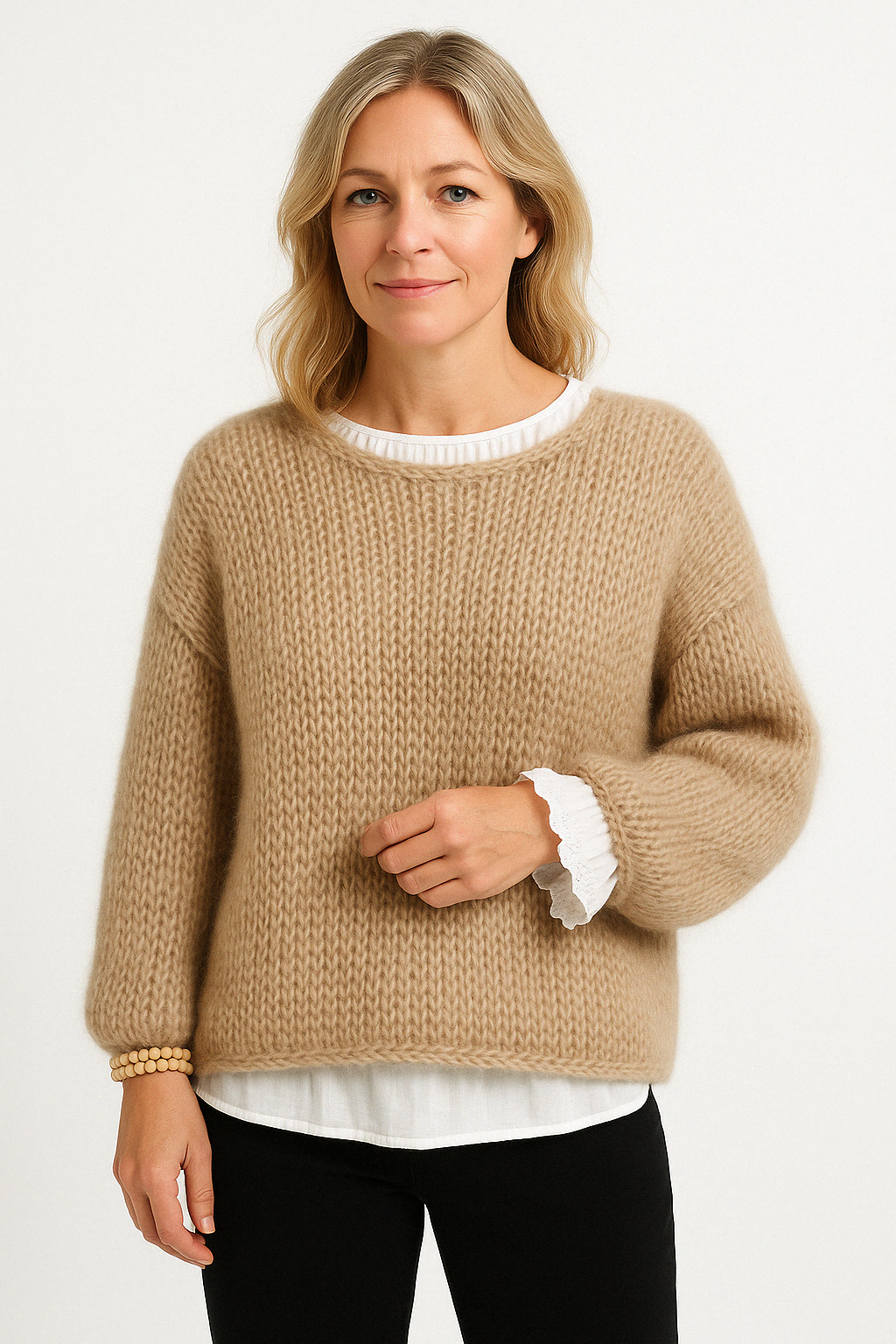 Women’s Oversized Sweater – Chunky Knit – Mohair Texture – Longline Relaxed Fit