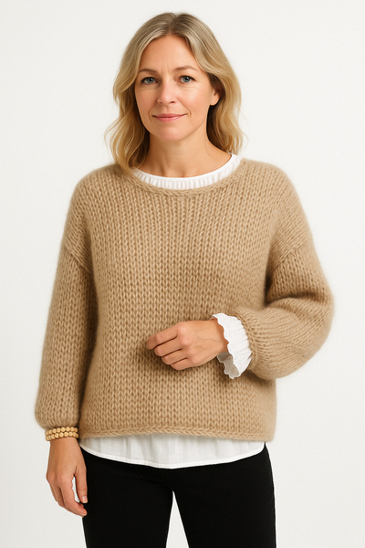 Women’s Oversized Sweater – Chunky Knit – Mohair Texture – Longline Relaxed Fit