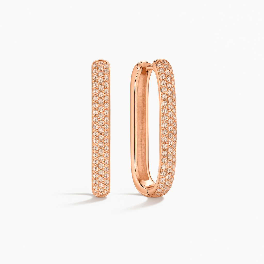 Large Icon Pavé Hoops | Rose Gold 16k