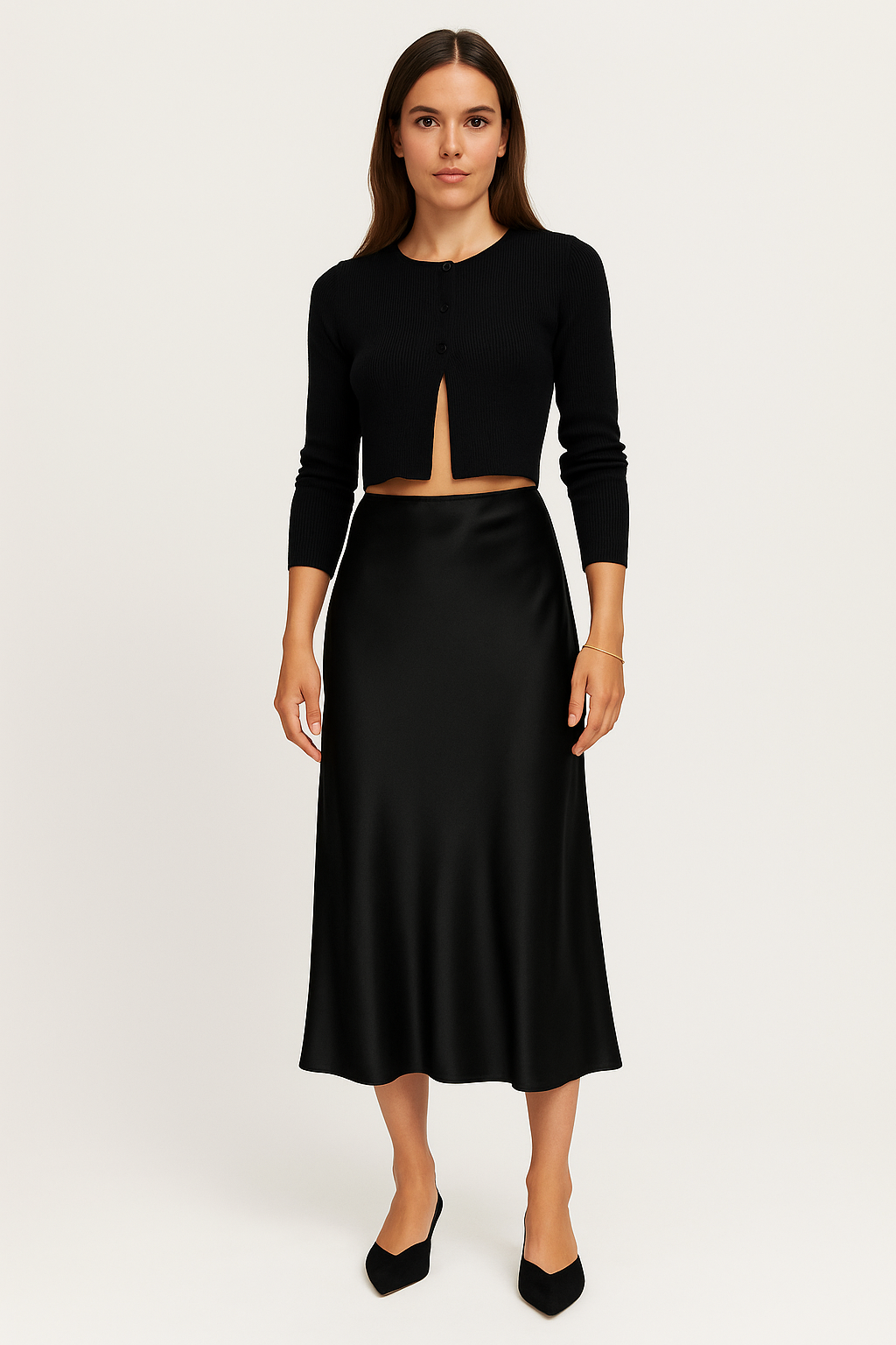 Women’s Midi Skirt – Satin Finish – Fitted Silhouette – Minimalist Elegant Style