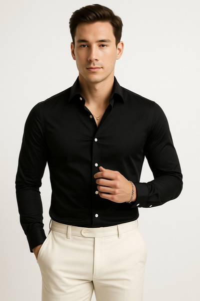 Men’s Button-Up Shirt – Slim Fit – Long Sleeve Formal Office Wear